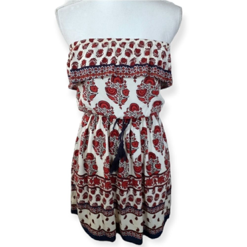 MOSSIMO RED, WHITE, & BLUE RUFFLE TOP STRAPLESS DRESS SZ.S EUC